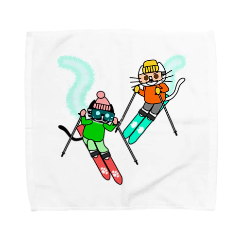 たまとクロのスキー大好き Towel Handkerchief