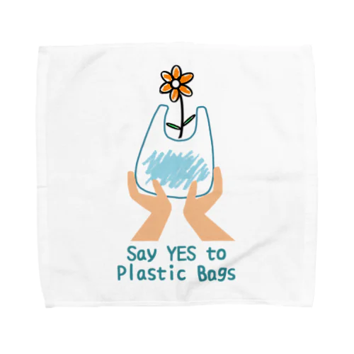 Say YES to Plastic Bagsタオルハンカチ Towel Handkerchief