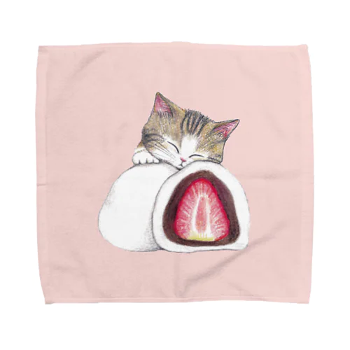 いちご大福な猫のハンカチ Towel Handkerchief
