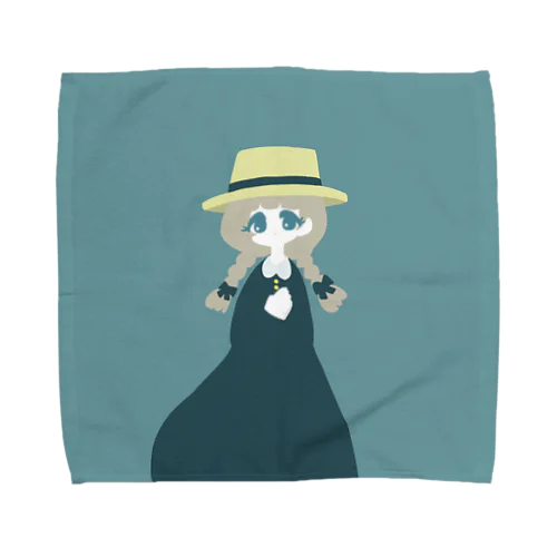 三つ編みの子タオルハンカチ Towel Handkerchief