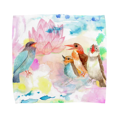 青い鳥がなくとき -蓮の花- Towel Handkerchief