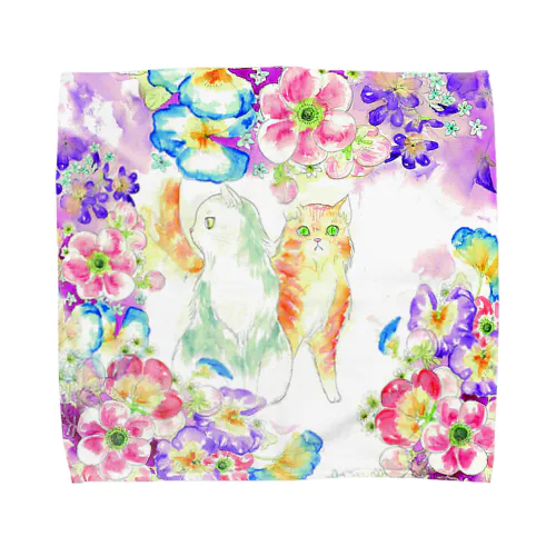 お花とねこスクエア Towel Handkerchief