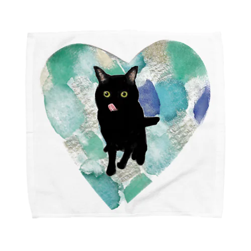 舌ペロ黒猫 Towel Handkerchief