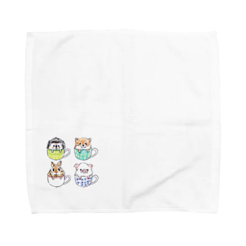 オリジナル　ハリネズミのソフィー、カップにハマってこっちを見ている。 Towel Handkerchief