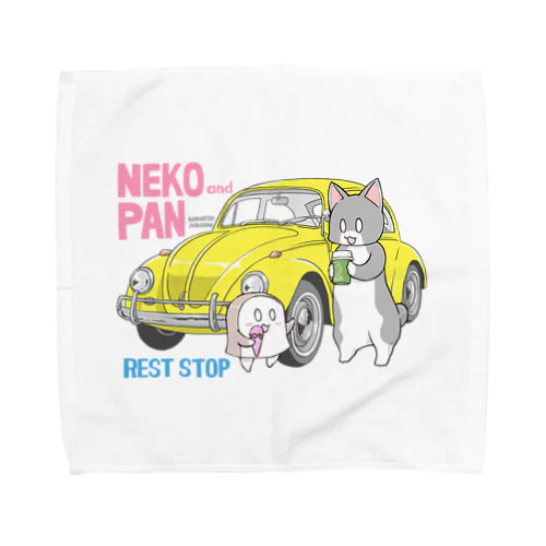 ねことパンちゃんのドライブイン Towel Handkerchief