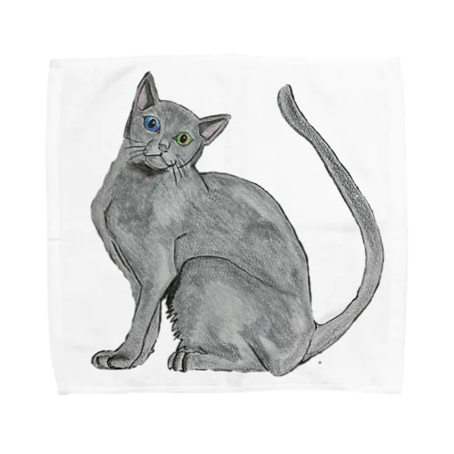 猫_ロシアンブルー Towel Handkerchief