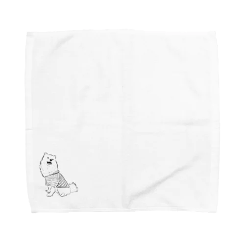 おすわりをした日本スピッツ Towel Handkerchief