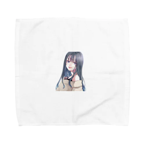 黒髪ロング女子 Towel Handkerchief