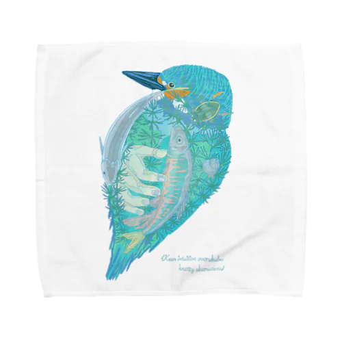 kingfisher with message Towel Handkerchief