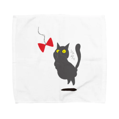 黒猫と赤いリボン Towel Handkerchief