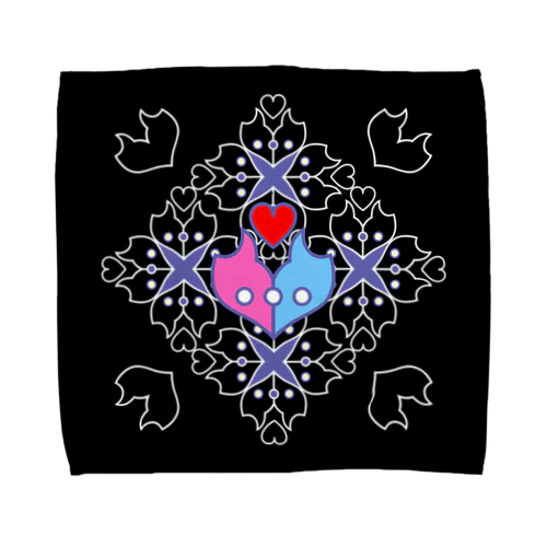 「浪漫花」-ROMANKA-／タオルハンカチ（ブラック） Towel Handkerchief