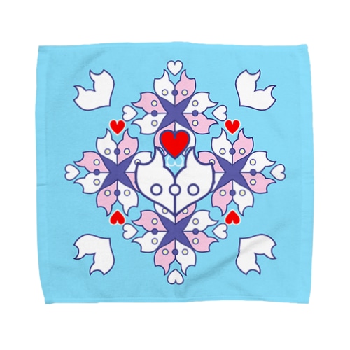 「浪漫花」-ROMANKA-／タオルハンカチ（アクア） Towel Handkerchief
