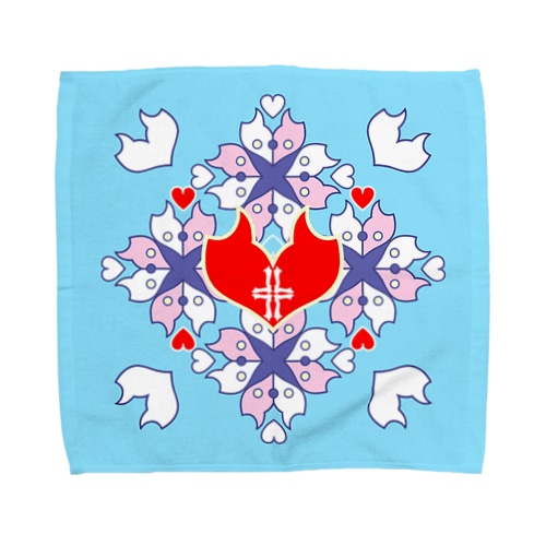 「浪漫花」-QUEEN-／タオルハンカチ（アクア） Towel Handkerchief