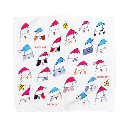 サンタのネコたち Towel Handkerchief