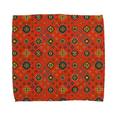 コーカサス絨毯・グリッド（バーミリオン） Towel Handkerchief
