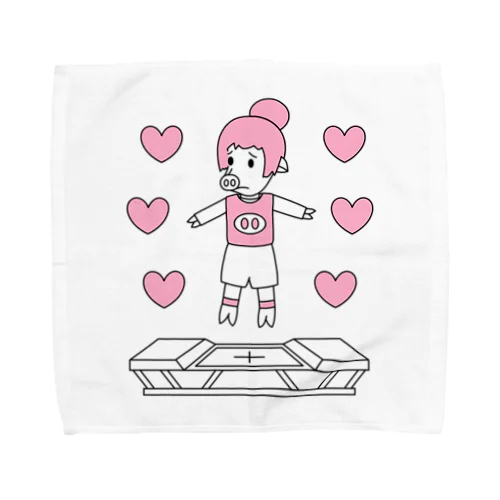 ピッグトランポリン（ピンク） Towel Handkerchief