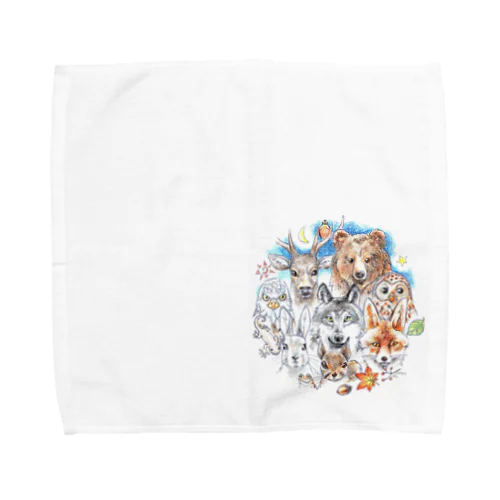 熊・鹿・フクロウ・オオカミ・キツネ・鷹・イモリ・うさぎ・リス・ジョウビタキ Towel Handkerchief