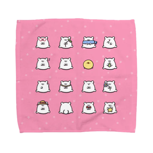 ゆるべぁ いっぱい　ピンク Towel Handkerchief