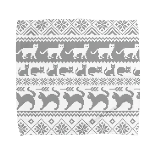 ノルディック柄　猫2 Towel Handkerchief