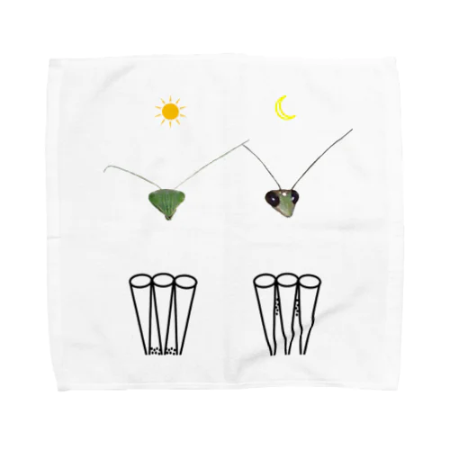 カマキリの昼と夜の複眼（絵文字、背景透過ver） Towel Handkerchief