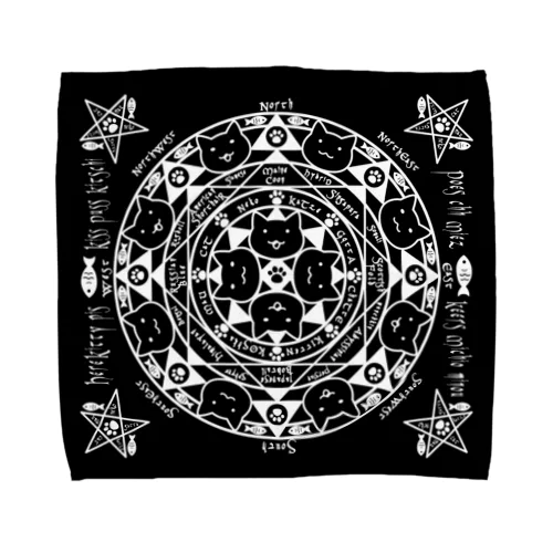 猫召喚魔法陣白（Ｌサイズ専用） Towel Handkerchief