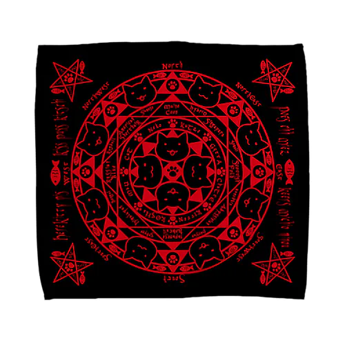 猫召喚魔法陣赤（Ｌサイズ専用） Towel Handkerchief