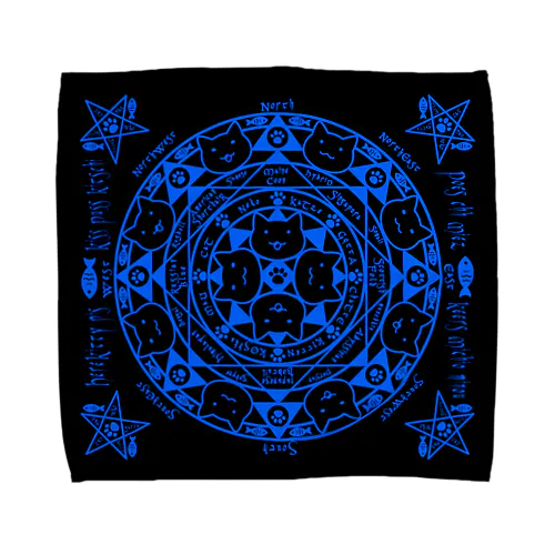 猫召喚魔法陣青（Ｌサイズ専用） Towel Handkerchief