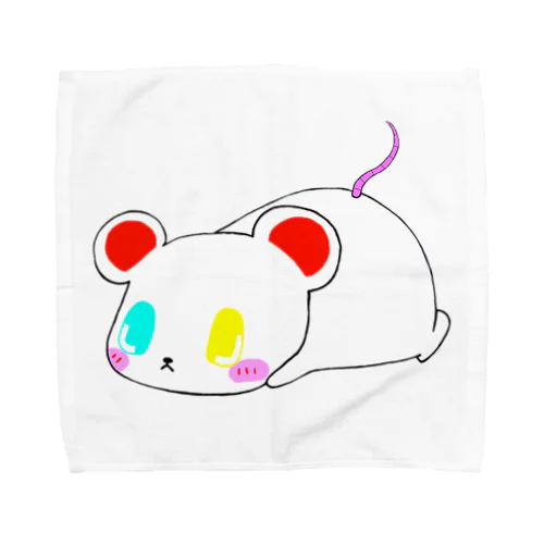 オッドアイねずみさん白 Towel Handkerchief