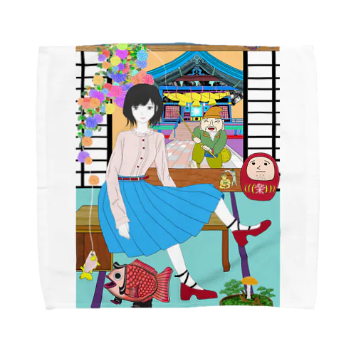 花の似合う女性 Towel Handkerchief