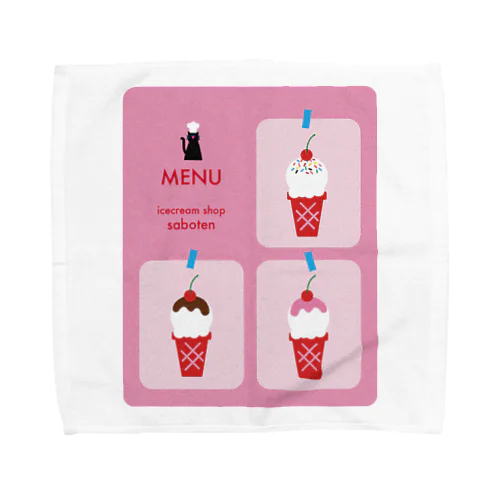 ice cream shop menu タオルハンカチ