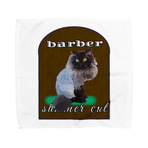 猫 barber セルカークレックス 美容院 ヘアサロン 散髪屋 サマーカット ネコ タオルハンカチ