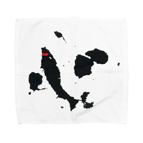 心　黒字 Towel Handkerchief