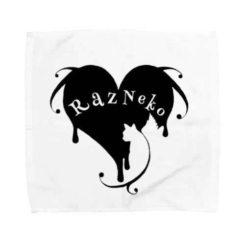 ラズ猫ロゴｰ黒 Towel Handkerchief