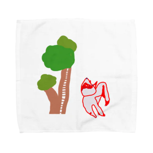 背伸びする狼と木 Towel Handkerchief