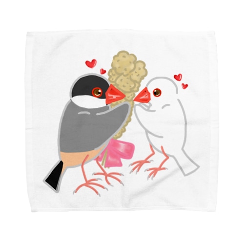 粟穂をプレゼント 桜&白文鳥 Towel Handkerchief