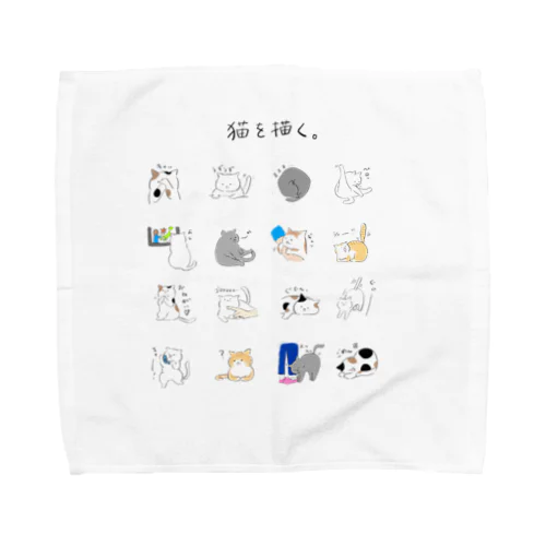 猫を描く。 Towel Handkerchief