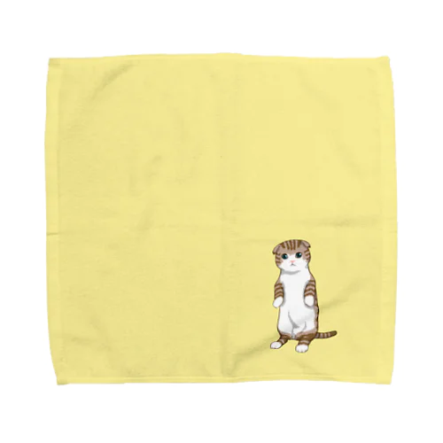 ねこちゃん タオルハンカチ パステルイエロー Towel Handkerchief