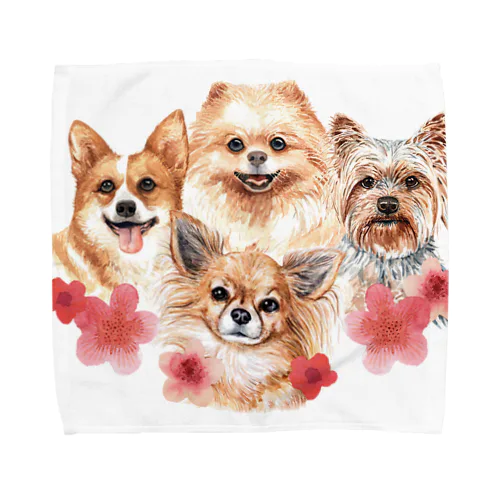 お花の似合う小さい犬たち。 Towel Handkerchief