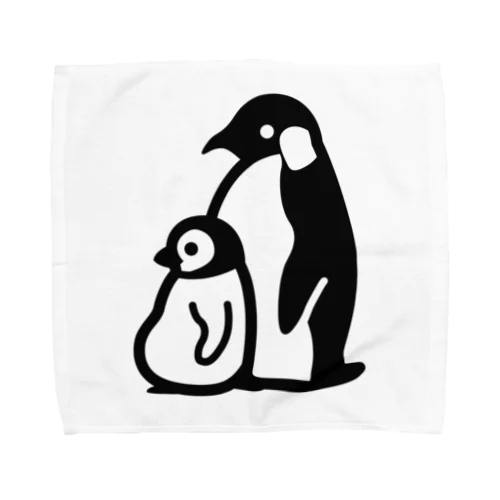 ぺんぎんのおやこ（黒） Towel Handkerchief