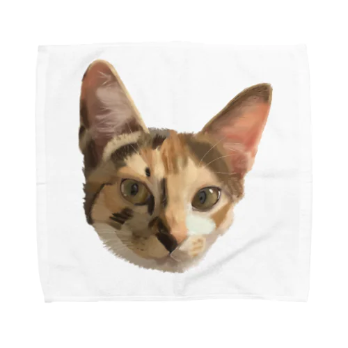 三毛猫様 (水彩色鉛筆画) Towel Handkerchief