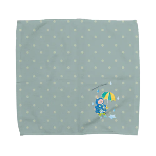 雨の日うさぎのタオルハンカチ Towel Handkerchief