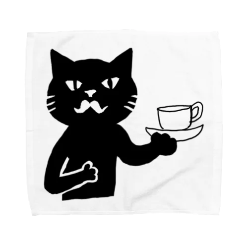 喫茶・髭猫ロゴマーク① Towel Handkerchief