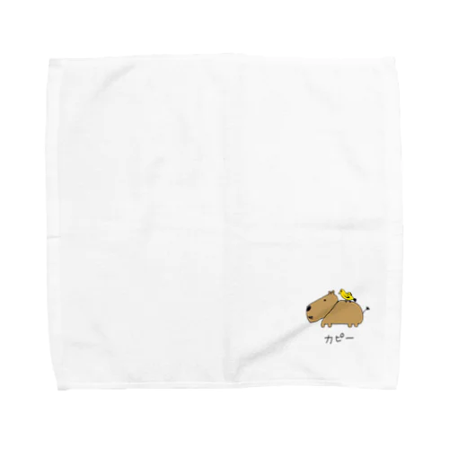 カピバラと鳥　カラー Towel Handkerchief