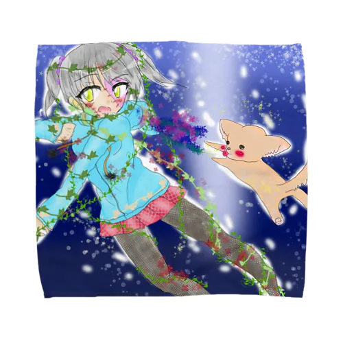 犬と星と女の子 Towel Handkerchief