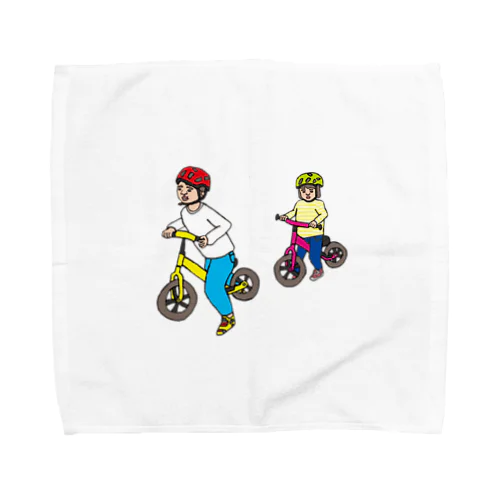 自転車に乗る子供2人 Towel Handkerchief