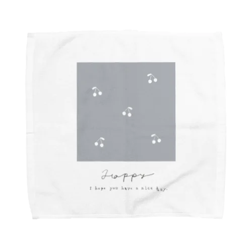 さくらんぼ柄 グレーブルー Towel Handkerchief