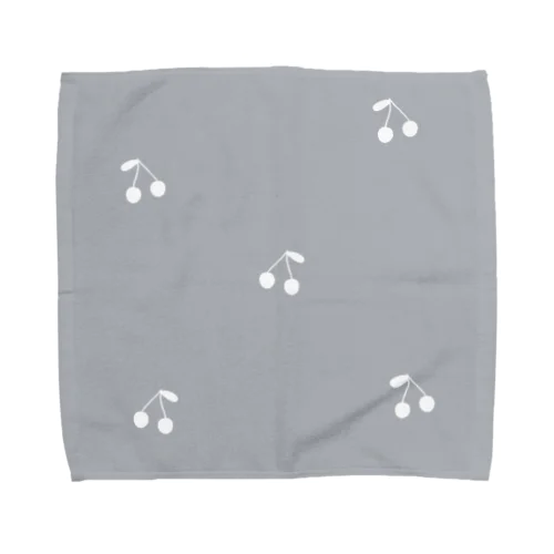 サクランボ柄 グレーブルー Towel Handkerchief