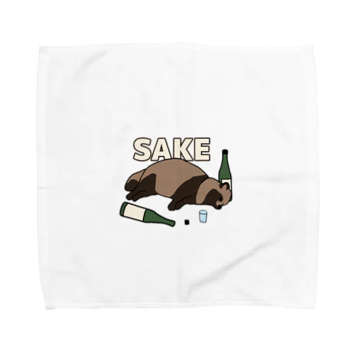 タヌキと日本酒 Towel Handkerchief