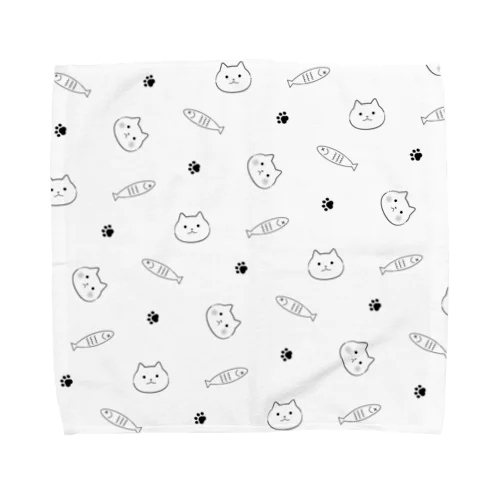 ねことさかな　パターン柄 Towel Handkerchief