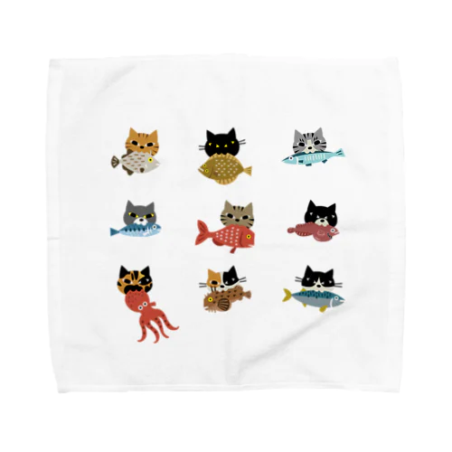 よあけねこ　集合 Towel Handkerchief